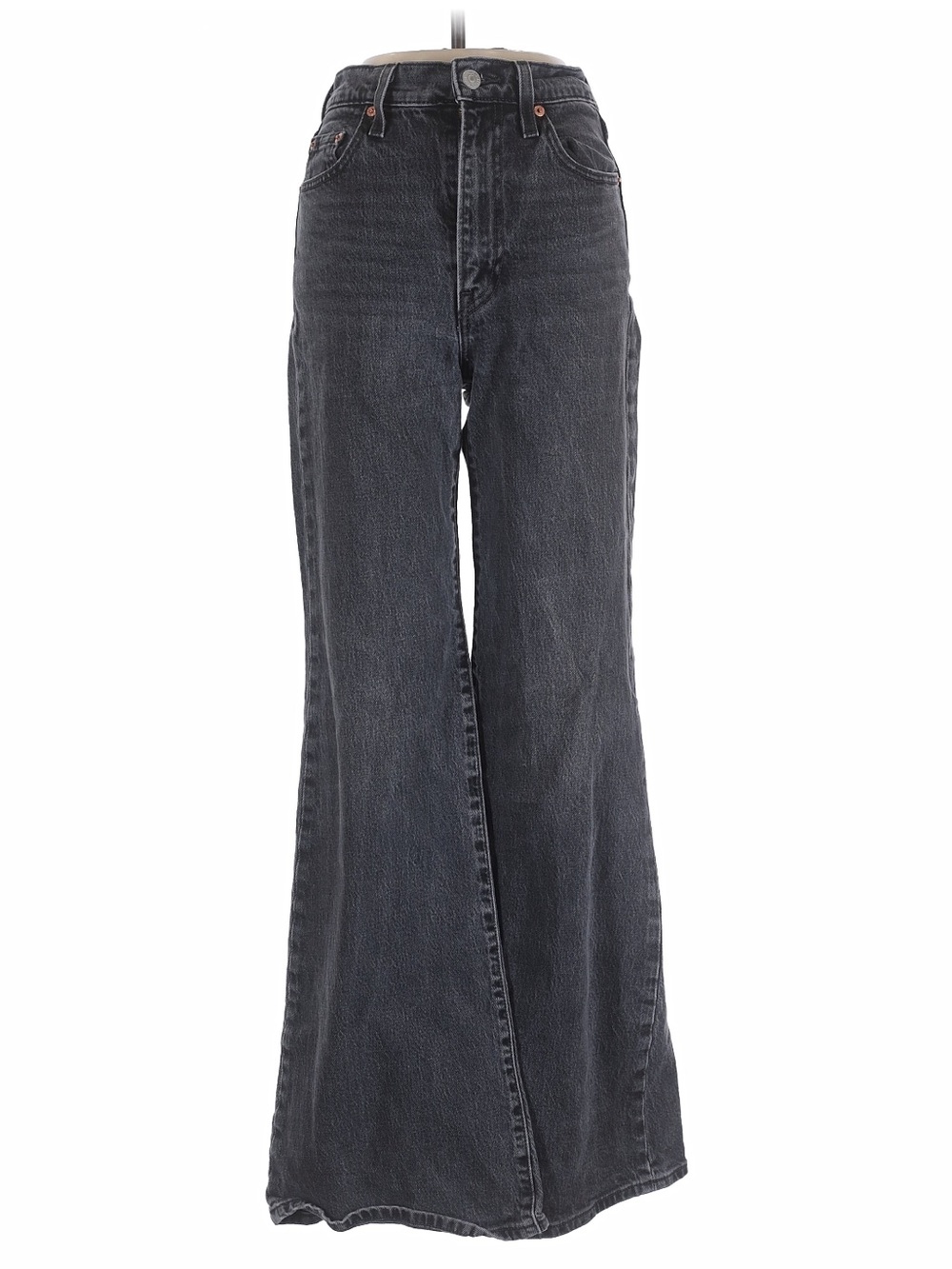 Levi's Black High-Rise Rib Cage Bell Wide-Leg Jeans